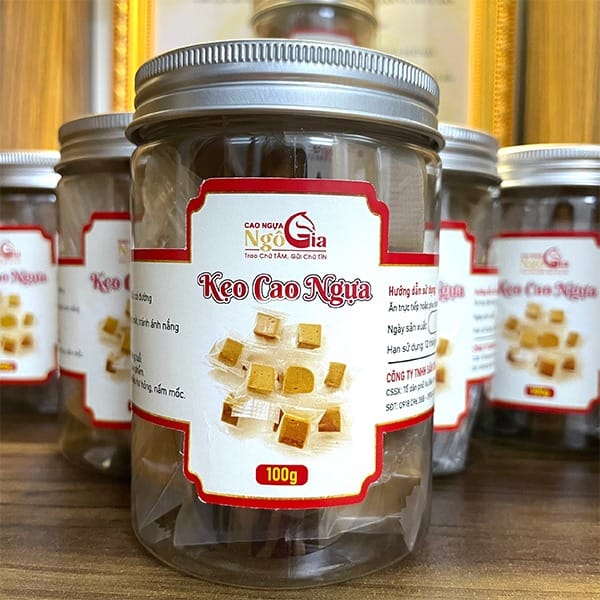 Kẹo Cao Ngựa Cho Trẻ Em - Hộp Cắt Sẵn 100G Tiện Lợi 8 Kẹo cao ngựa