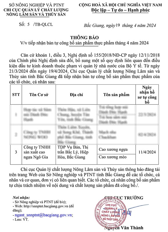 Cao Ngựa Bạch NGÔ GIA - Thương Hiệu Nổi Tiếng Quốc Gia 8 Bản công bố cao ngựa