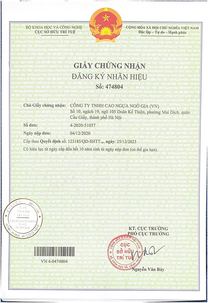 Giấy chứng nhận đăng ký nhãn hiệu